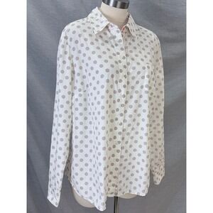 Boden White Lavender Polka Dot Pink Contrast Cotton Button Up Shirt US 16R